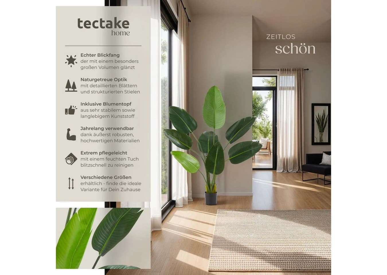 TECTAKE Künstlicher Paradiesvogelbaum Grün 120 cm