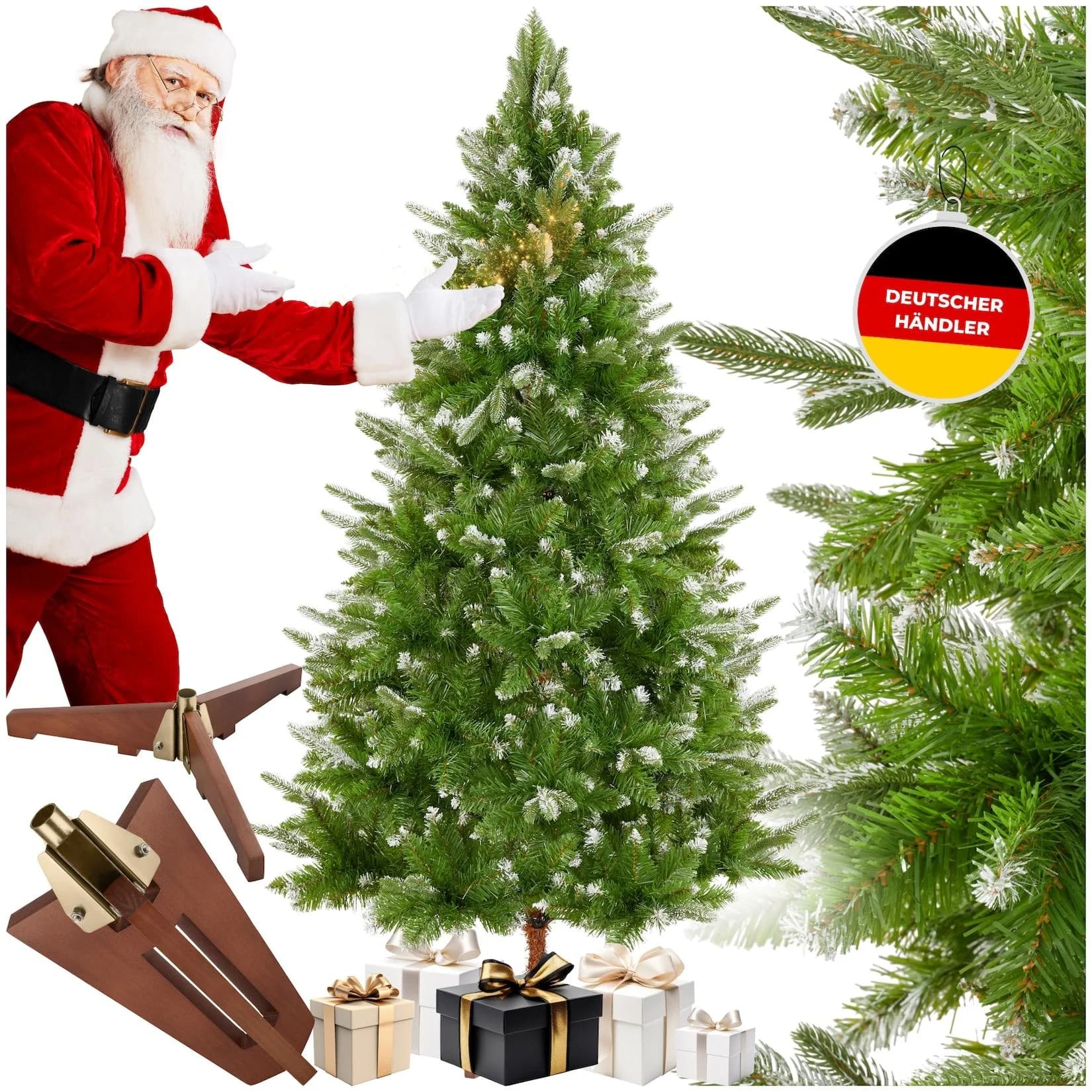 TecTake Weihnachtsbaum künstlich Grün PVC beschneite Spitzen 180 cm