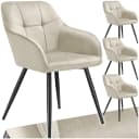 tectake Esszimmerstuhl Marilyn Set 4 St. Beige Samtoptik Gesteppt Bild 1