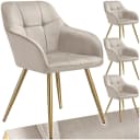 tectake Esszimmerstuhl Marilyn Samtbezug Gesteppt Set 4 Stuhl Taupe Gold Bild 1