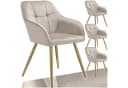 tectake Esszimmerstuhl Marilyn Samtbezug Gesteppt Set 4 Stuhl Taupe Gold Bild 3