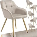 tectake Esszimmerstuhl Marilyn Set 6-tlg. Taupe Samtoptik Gold Bild 1