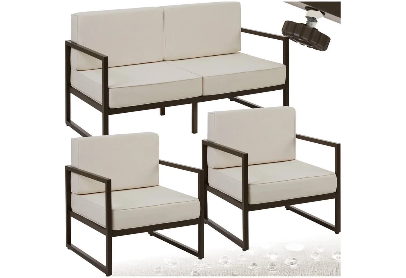 tectake Garten-Loungeset 4-tlg. Pulverbeschichteter Stahl - Bild 3