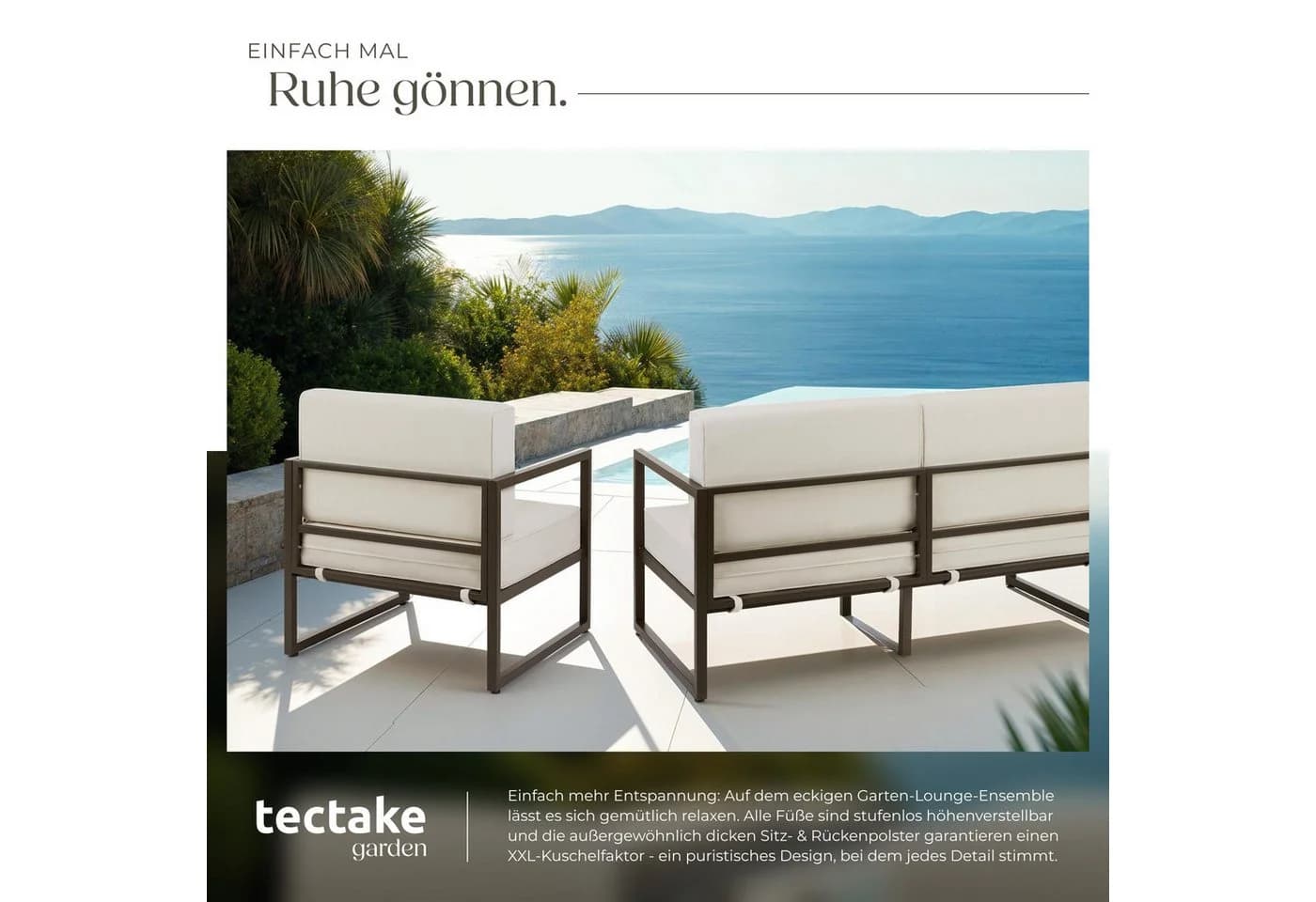 tectake Garten-Loungeset 4-tlg. Pulverbeschichteter Stahl - Bild 5