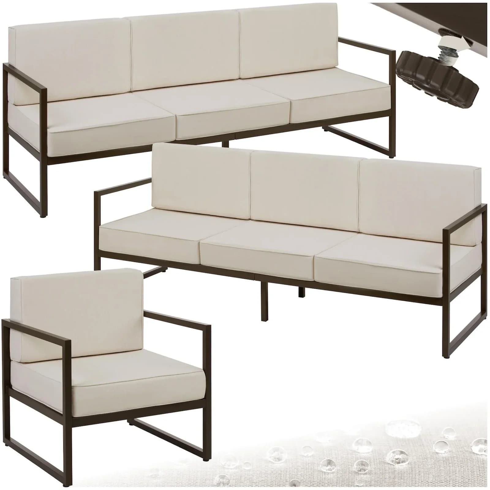 tectake Garten-Loungeset 7-tlg. Pulverbeschichteter Stahl