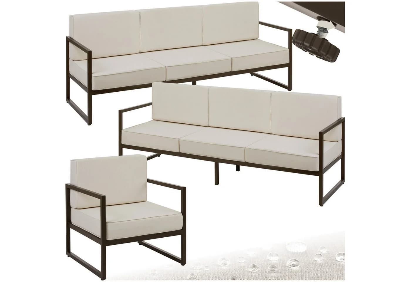 tectake Garten-Loungeset 7-tlg. Pulverbeschichteter Stahl - Bild 3