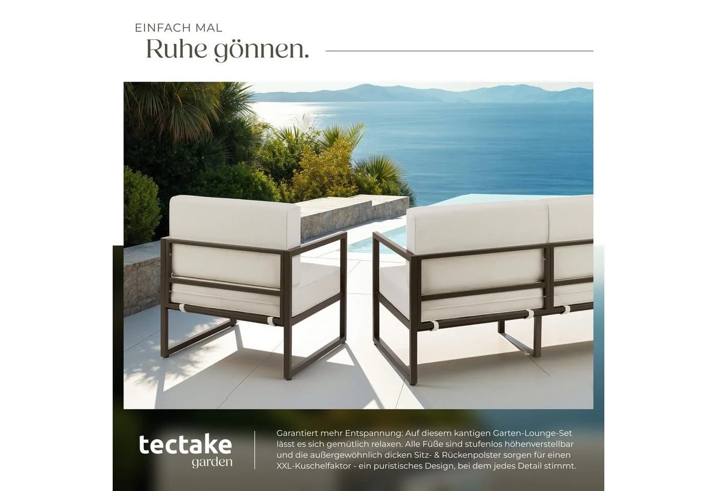 tectake Garten-Loungeset 7-tlg. Pulverbeschichteter Stahl - Bild 5