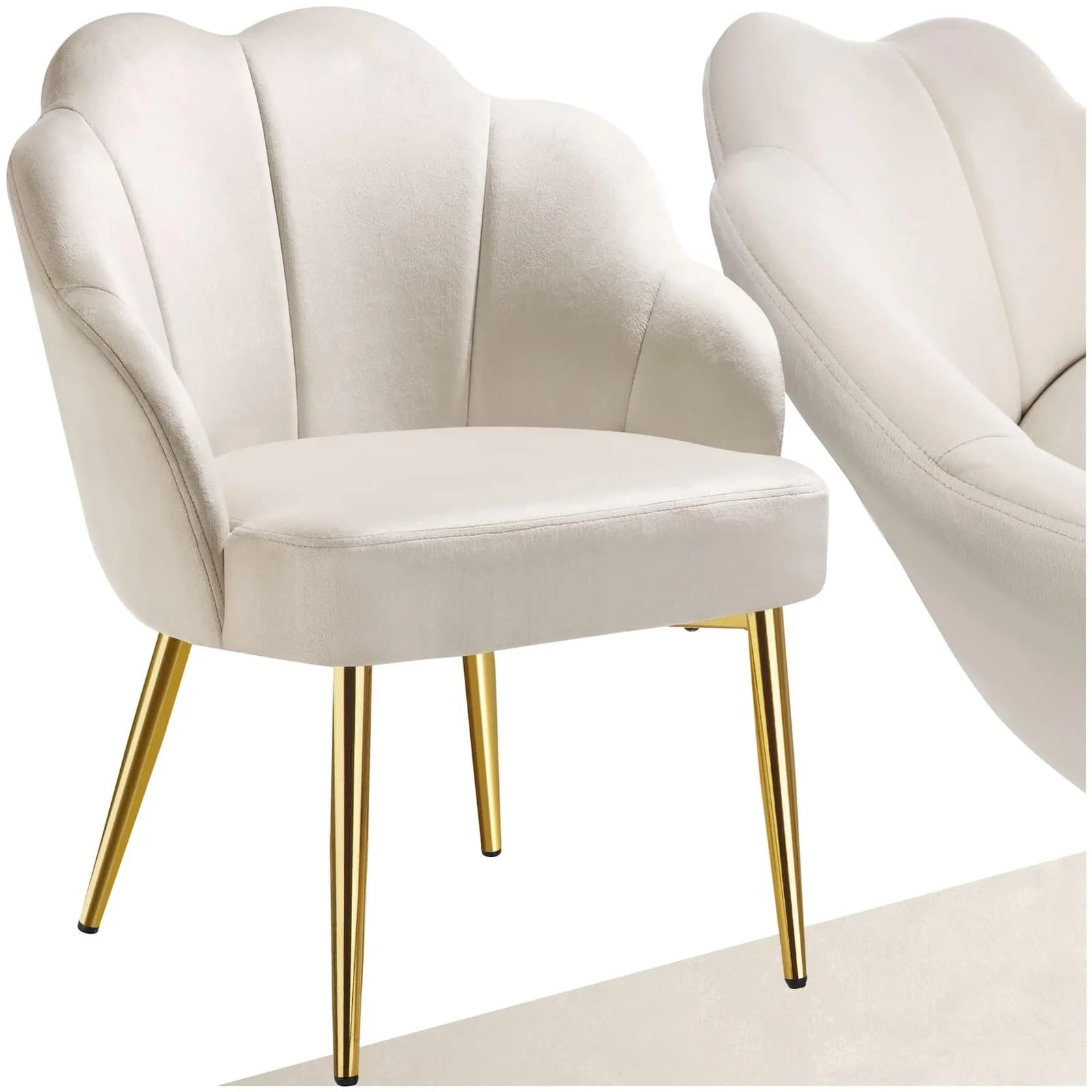 tectake Cocktailsessel Hellen Samt Gold