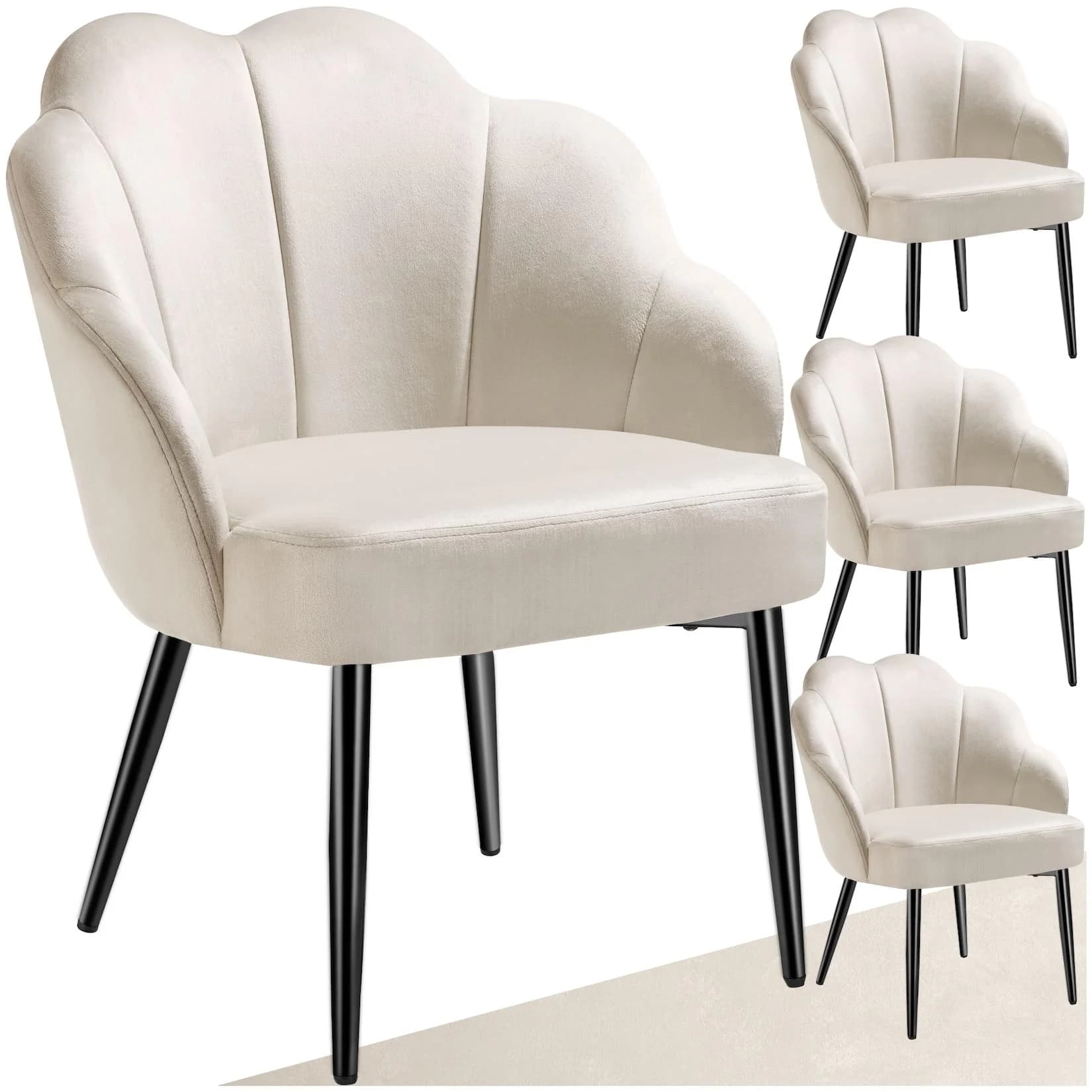 tectake Cocktailsessel Hellen Schwarz Samt (4er Set) - Bild 1