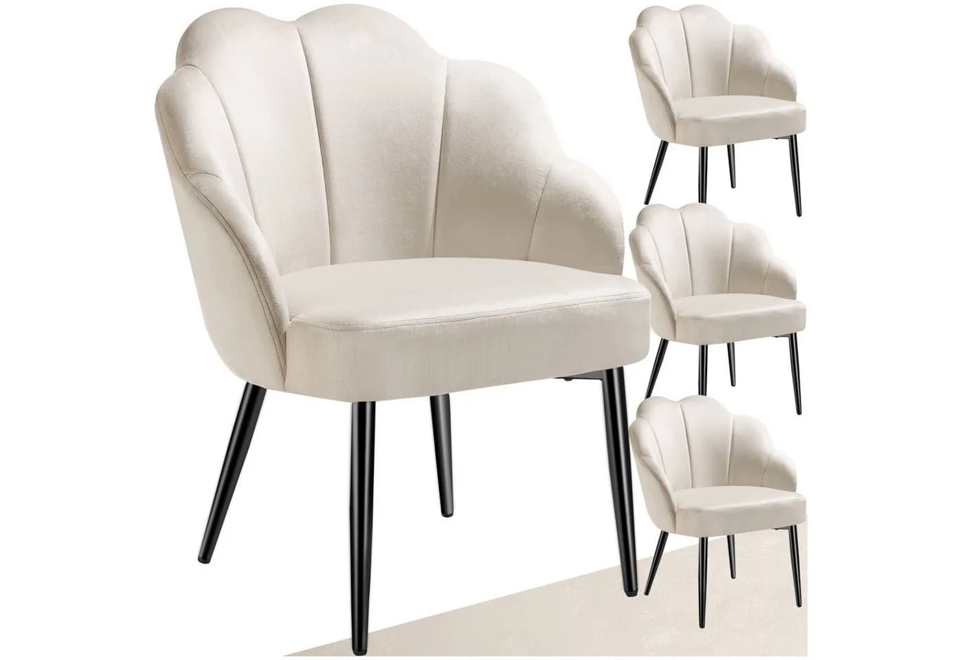 tectake Cocktailsessel Hellen Schwarz Samt (4er Set) - Bild 3