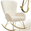 tectake Schaukelstuhl Swing Beige/Gold mit abnehmbarem Polster Bild 1