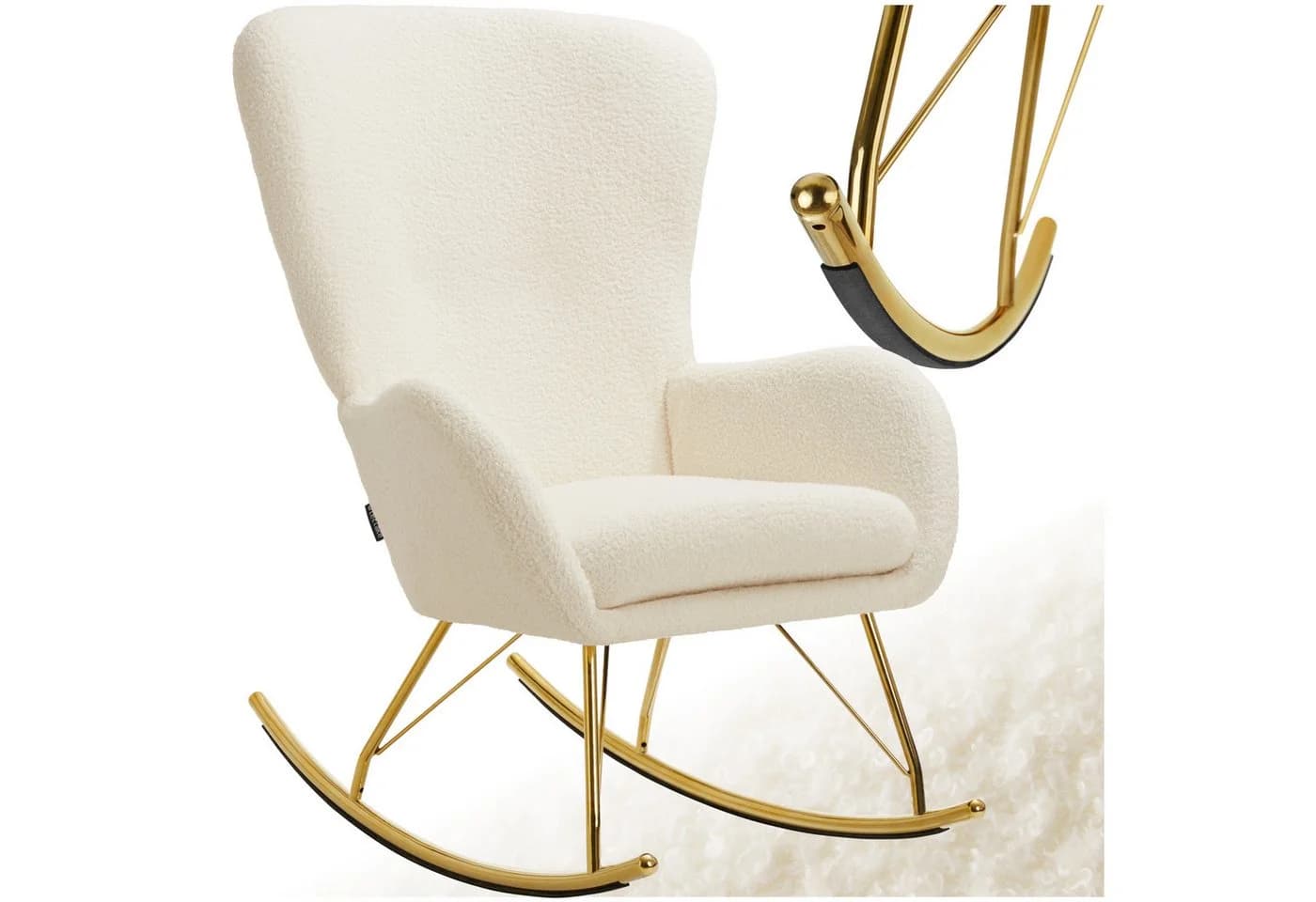 tectake Schaukelstuhl Swing Beige/Gold mit abnehmbarem Polster - Bild 3