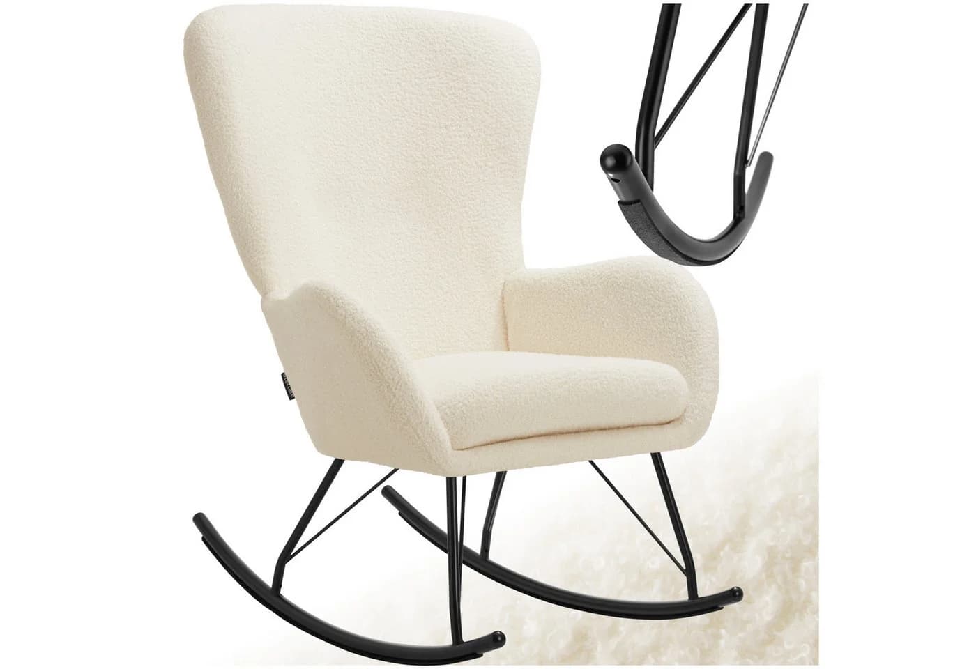 tectake Schaukelstuhl Swing Beige/Schwarz mit abnehmbarem Polster - Bild 3
