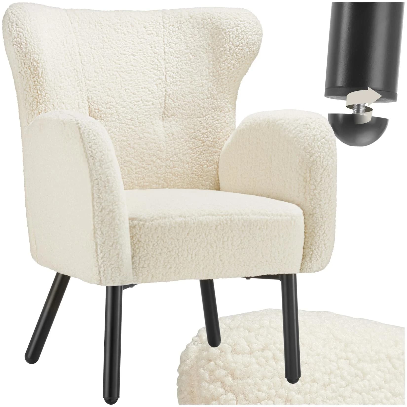 tectake Relaxsessel Vänersborg Creme Bouclé Polstersessel