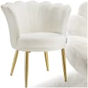tectake Sessel Stella Kunstfell Creme Gold Dicke Polsterung Bild 1