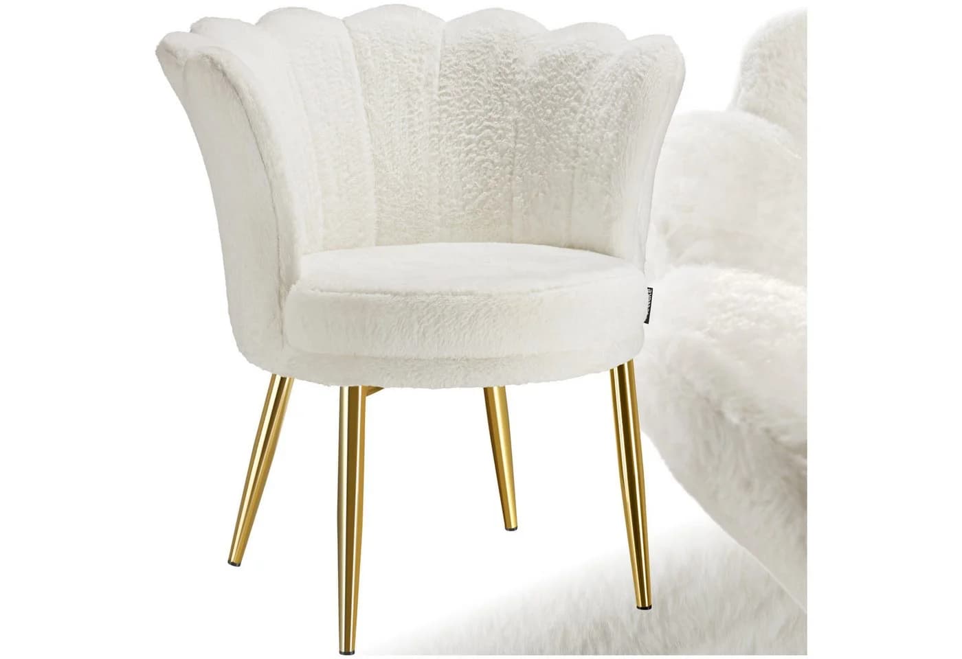tectake Sessel Stella Kunstfell Creme Gold Dicke Polsterung - Bild 3