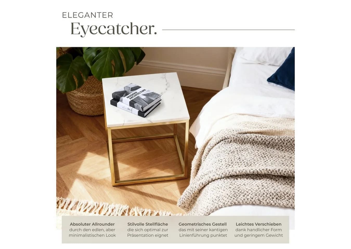 tectake Beistelltisch Alysia Modern Marmoroptik Gold - Bild 4