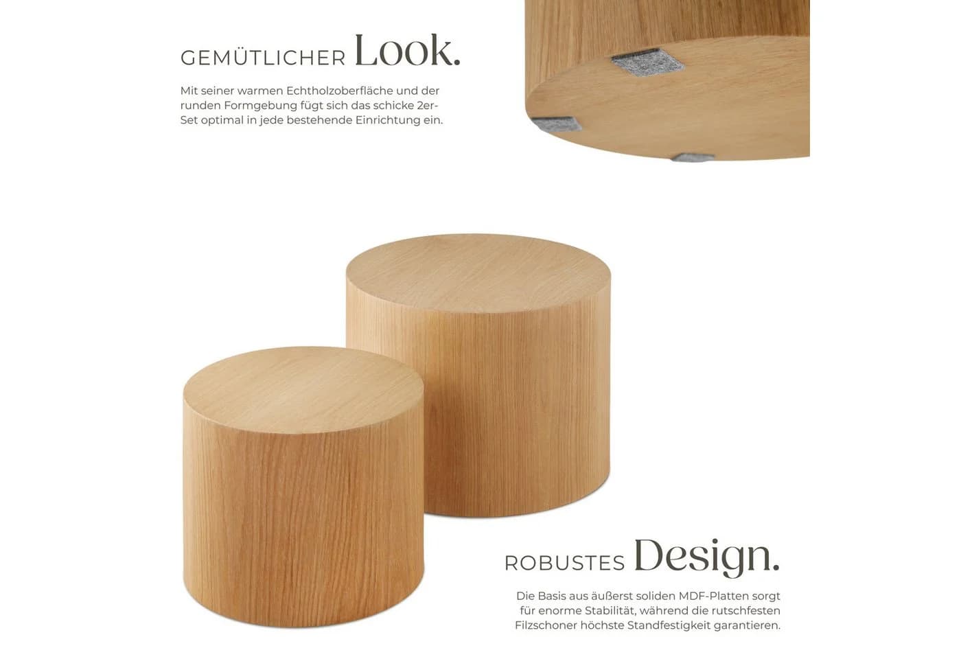 Moderner Couchtisch und Beistelltisch mit Eichenfurnier - Bild 4