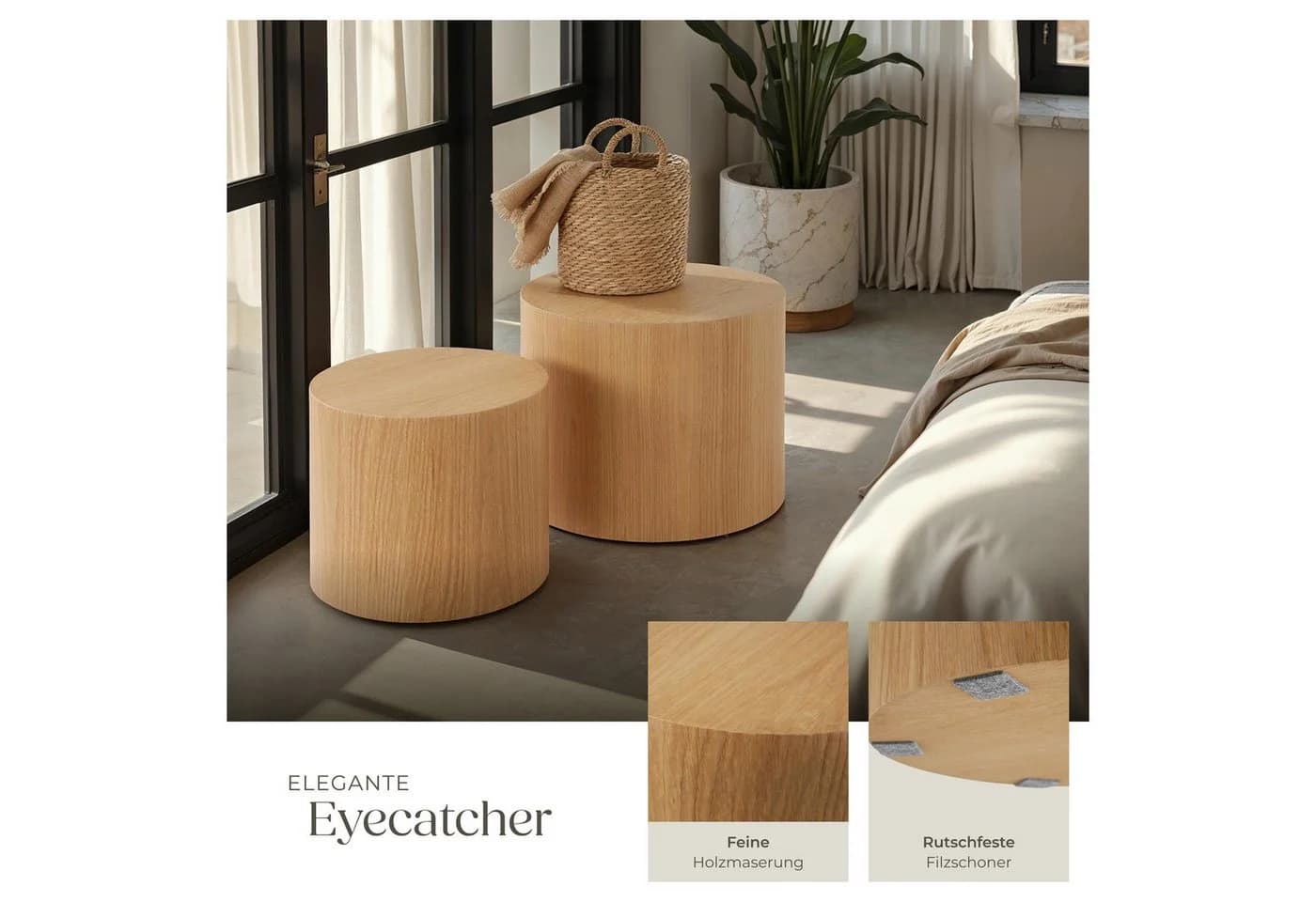 Moderner Couchtisch und Beistelltisch mit Eichenfurnier - Bild 5