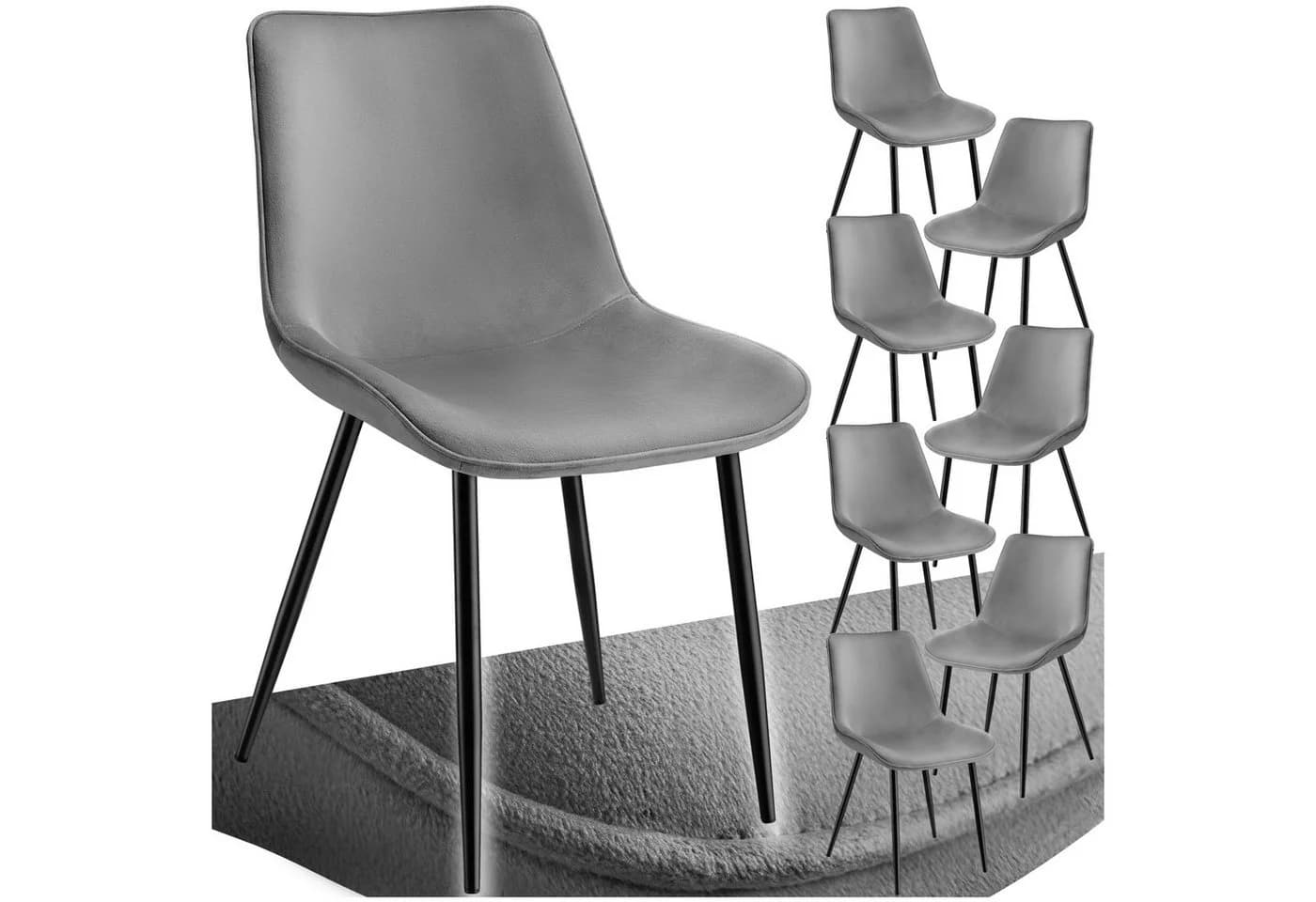 TECTAKE Esszimmerstuhl Monroe gepolstert grau Samtoptik 8er Set - Bild 2