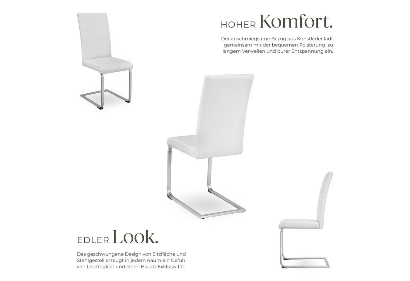 tectake Esszimmerstuhl Schwingstühle, gepolstert mit Kunstlederbezug, 4er Set - Bild 3