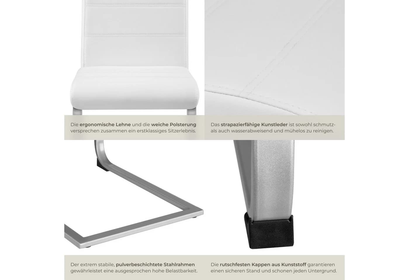 tectake Esszimmerstuhl Schwingstühle, gepolstert mit Kunstlederbezug, 4er Set - Bild 5