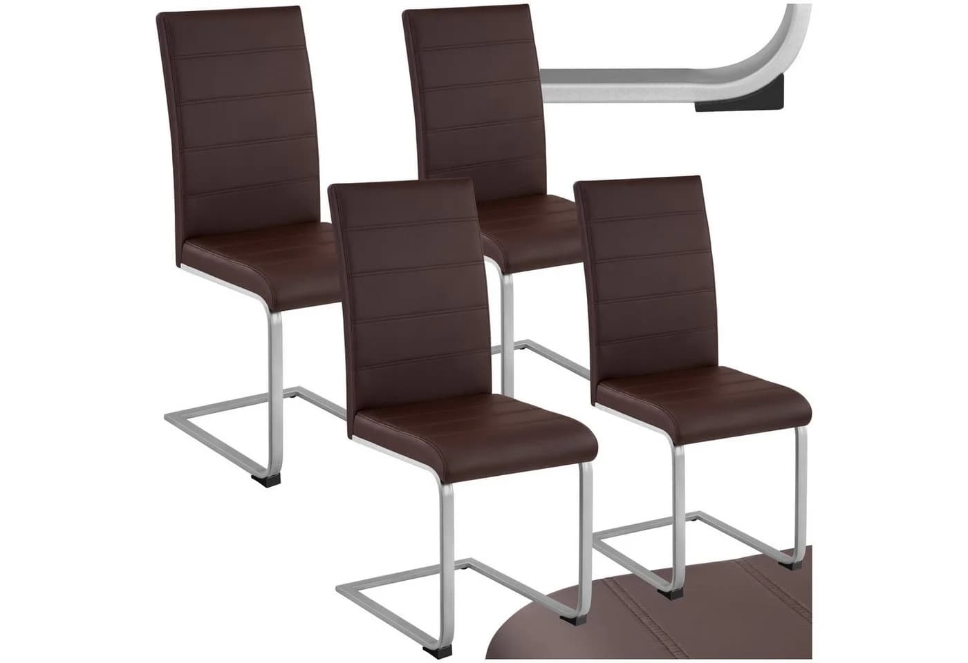 TECTAKE Esszimmerstuhl Schwingstuhl Set 4-tlg. Braun Kunstleder - Bild 2