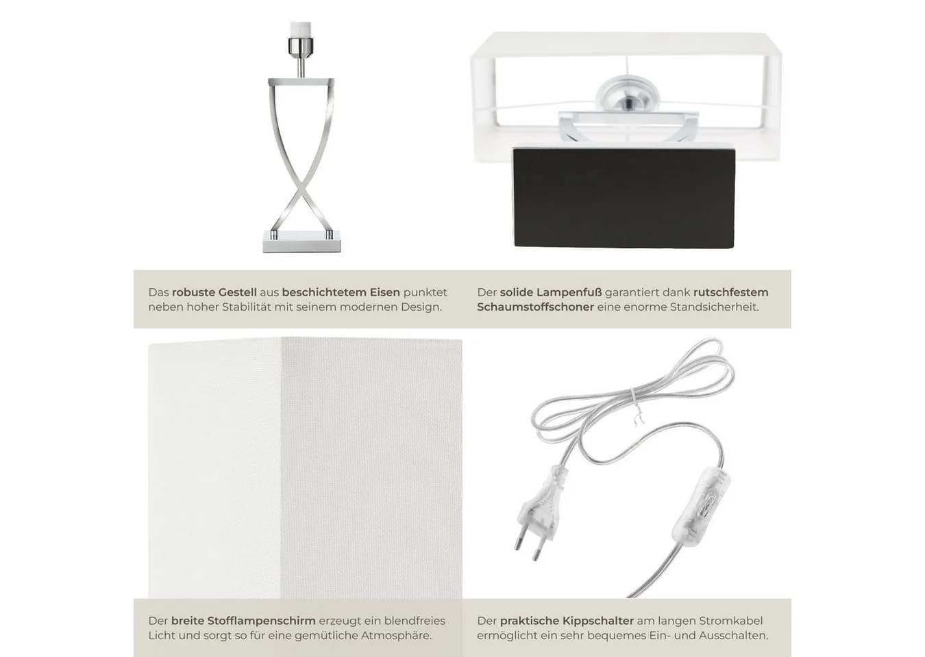 TECTAKE Schreibtischlampe Avina Modernes Design Chromfarben - Bild 4