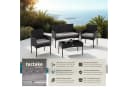 TECTAKE Sitzgruppe Rattan Gartenset 4-tlg. Schwarz mit Glasplatte Bild 2