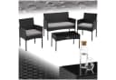 TECTAKE Sitzgruppe Rattan Gartenset 4-tlg. Schwarz mit Glasplatte Bild 3
