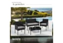 TECTAKE Sitzgruppe Rattan Gartenset 4-tlg. Schwarz mit Glasplatte Bild 5