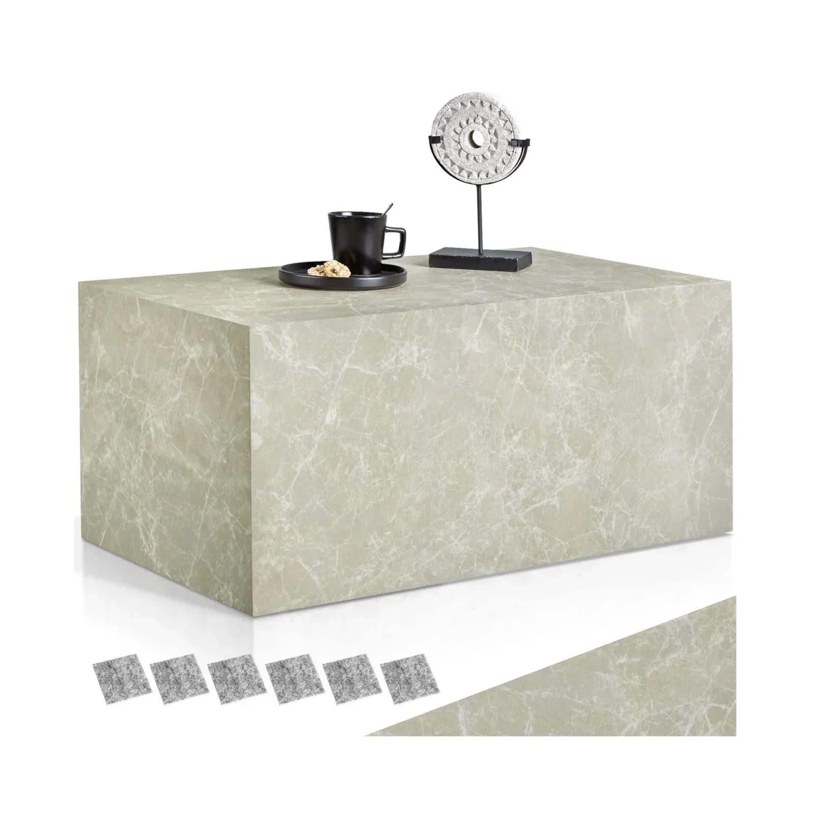 TecTake Couchtisch Lesley Beige Travertinoptik Minimalistisch