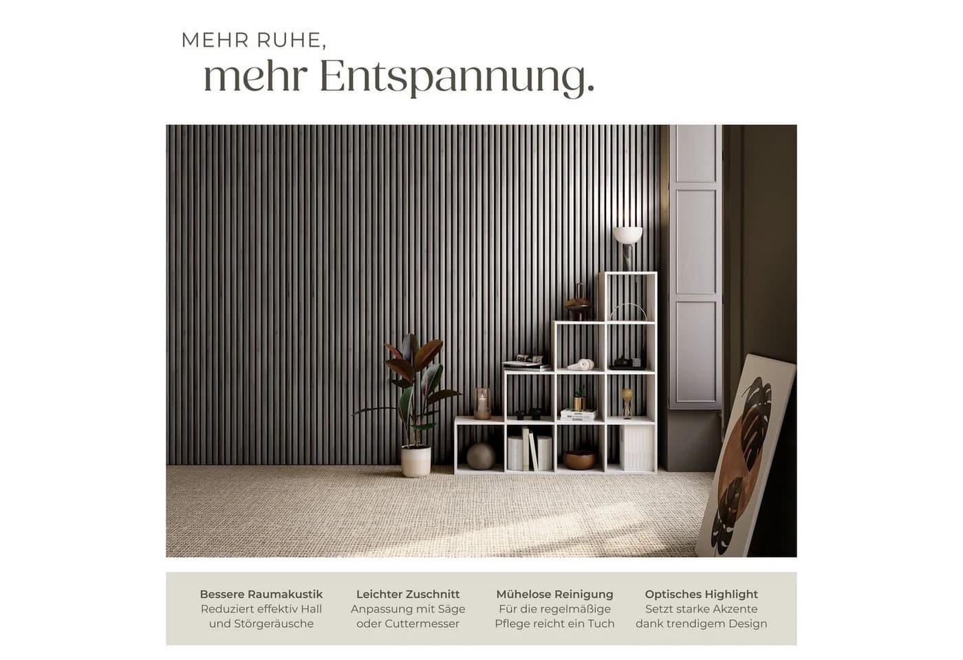 tectake Akustikpaneele Holzoptik Eiche hellgrau MDF Echtholzfurnier - Bild 4