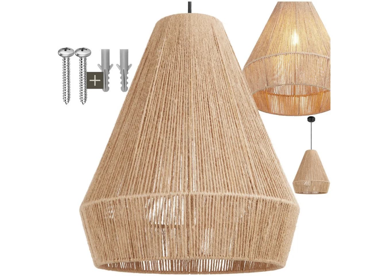tectake Deckenleuchte Suri Boho-Stil Jute Pendelleuchte - Bild 3