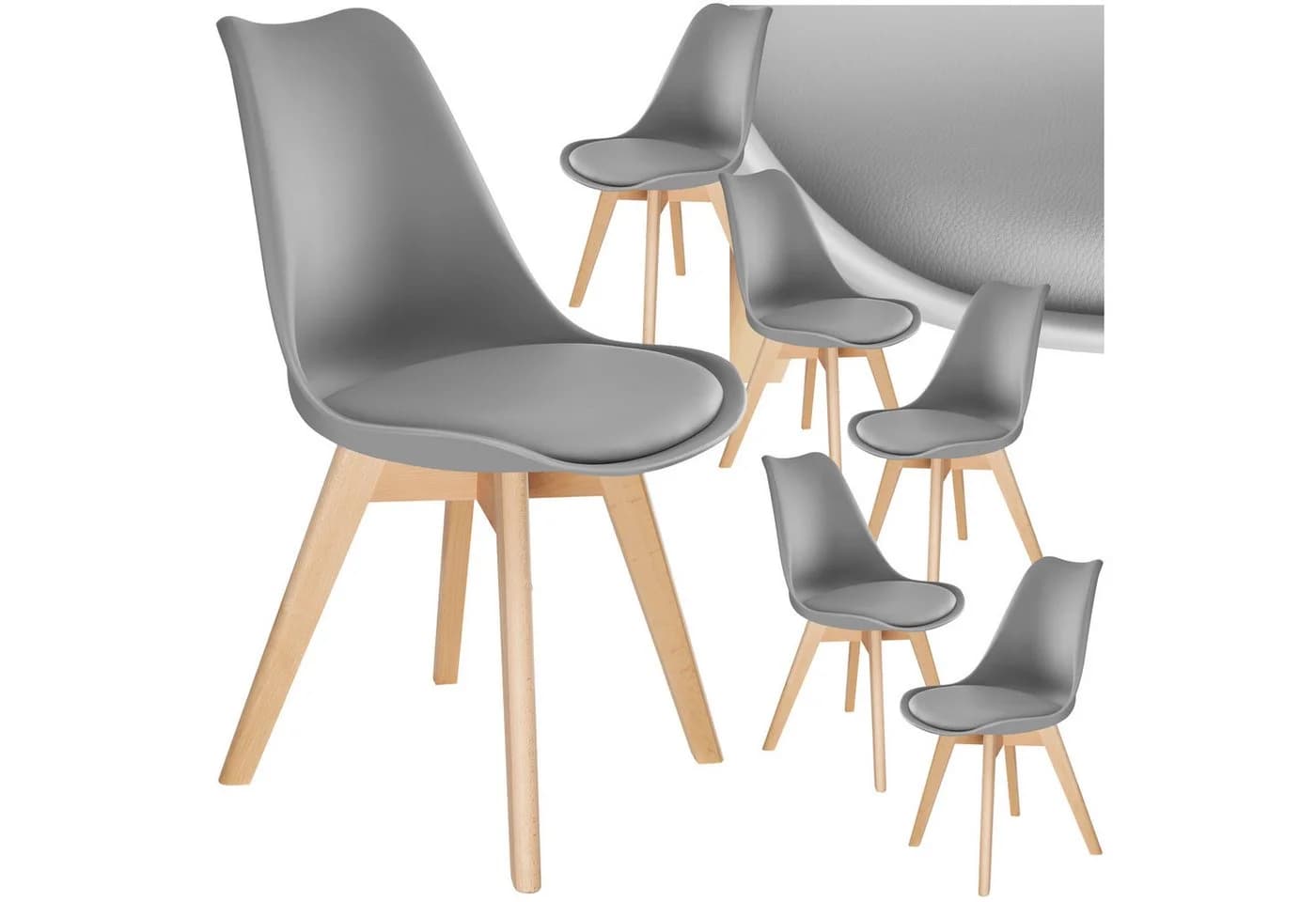tectake Esszimmerstuhl Frederikke 6er-Set Grau Skandinavisch - Bild 3