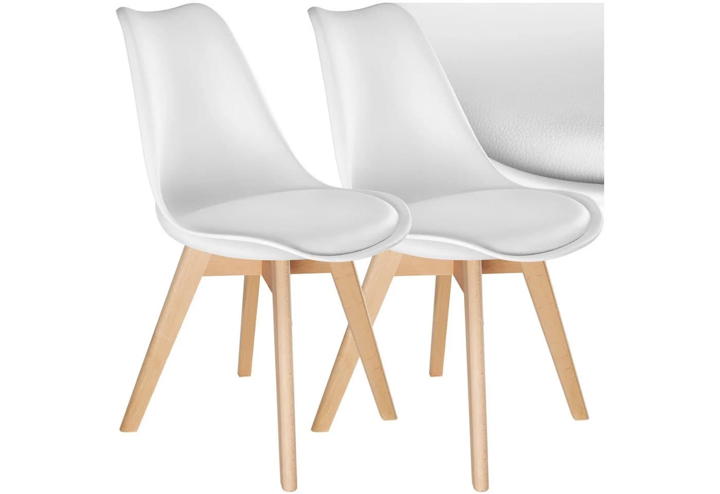 TECTAKE Esszimmerstuhl Frederikke Weiß 2er Set Ergonomisch - Bild 2