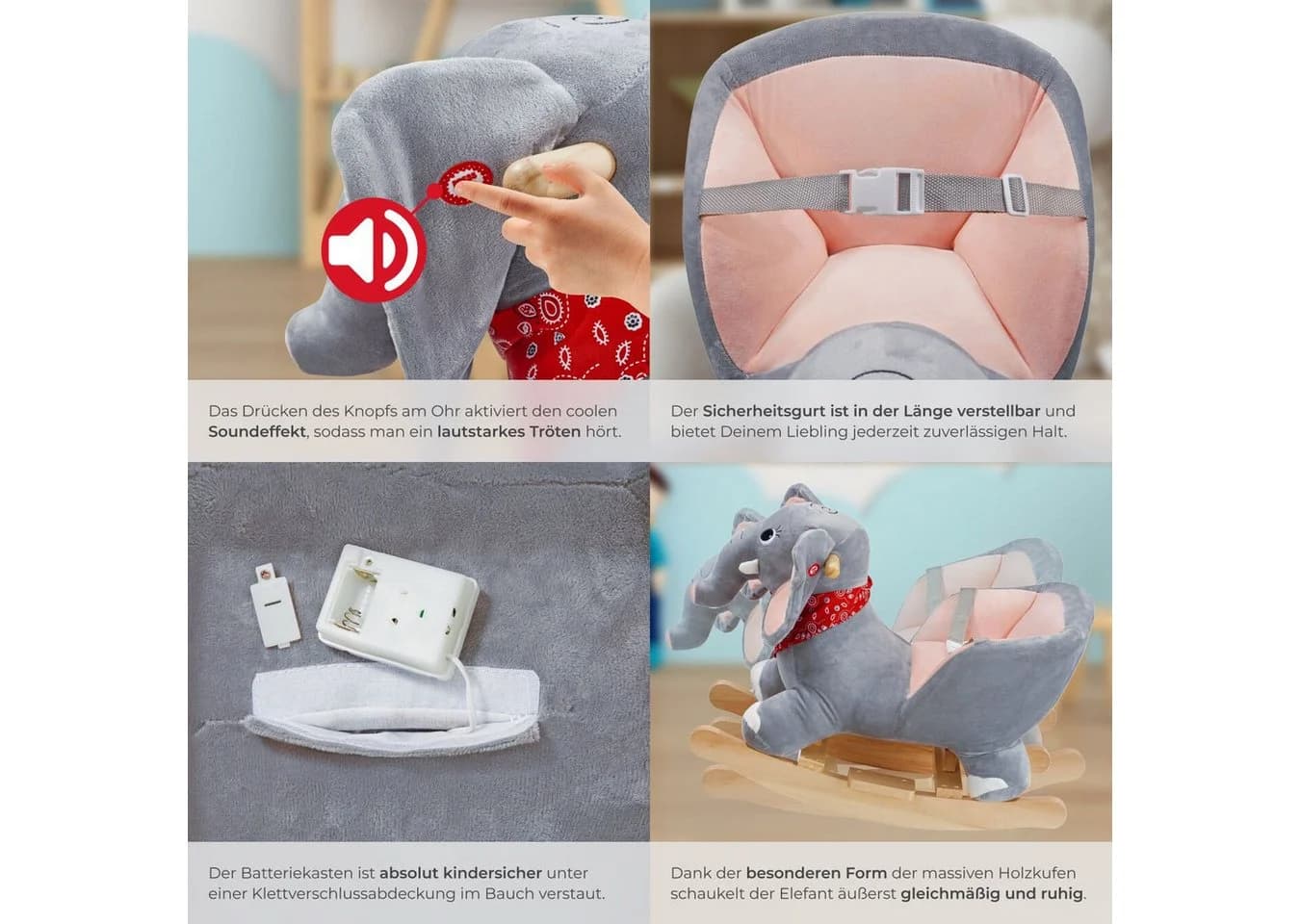 tectake Schaukelpferd Elefant mit Soundeffekt - Bild 5
