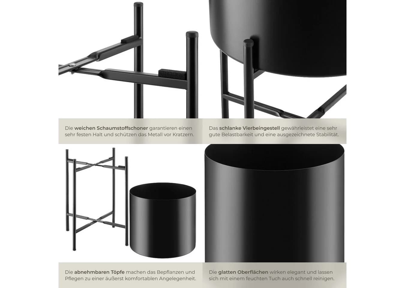 tectake Pflanzenständer 2-teilig Industrial Style Schwarz - Bild 5