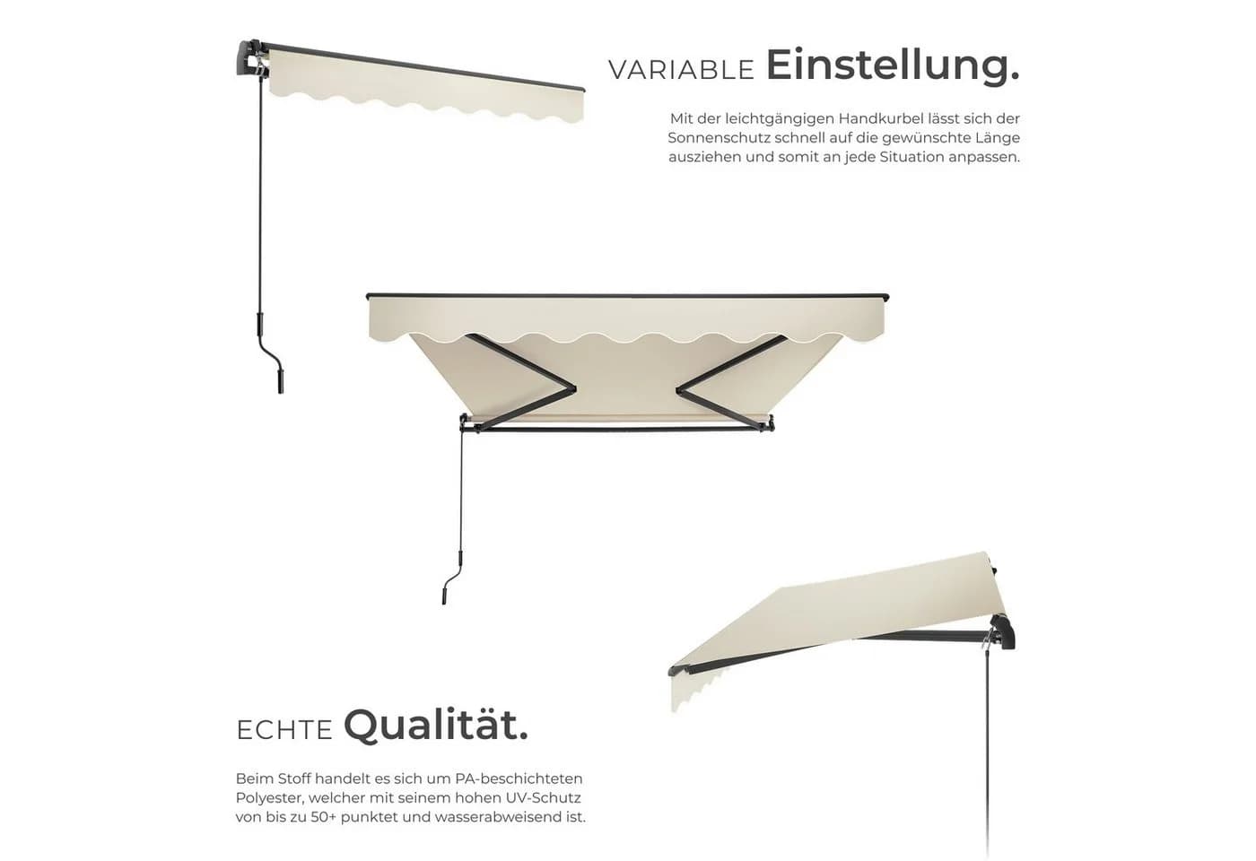 tectake Gelenkarmmarkise Ornella UV-beständig Wasserabweisend - Bild 4