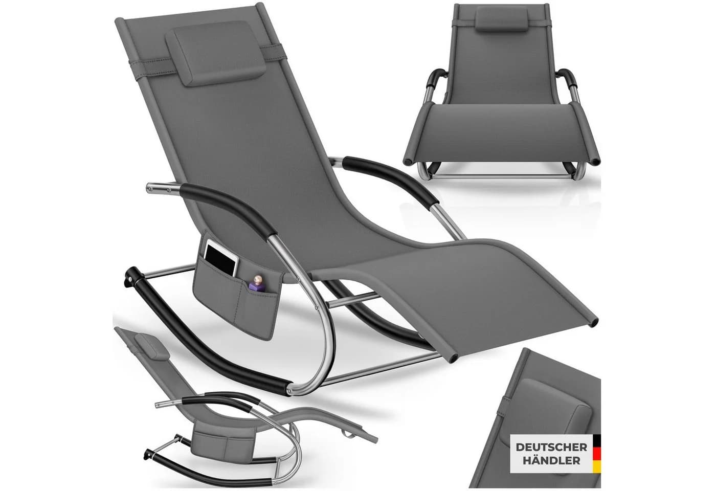 tectake Gartenliege Taya Grau Ergonomisch Mit Kissen - Bild 3