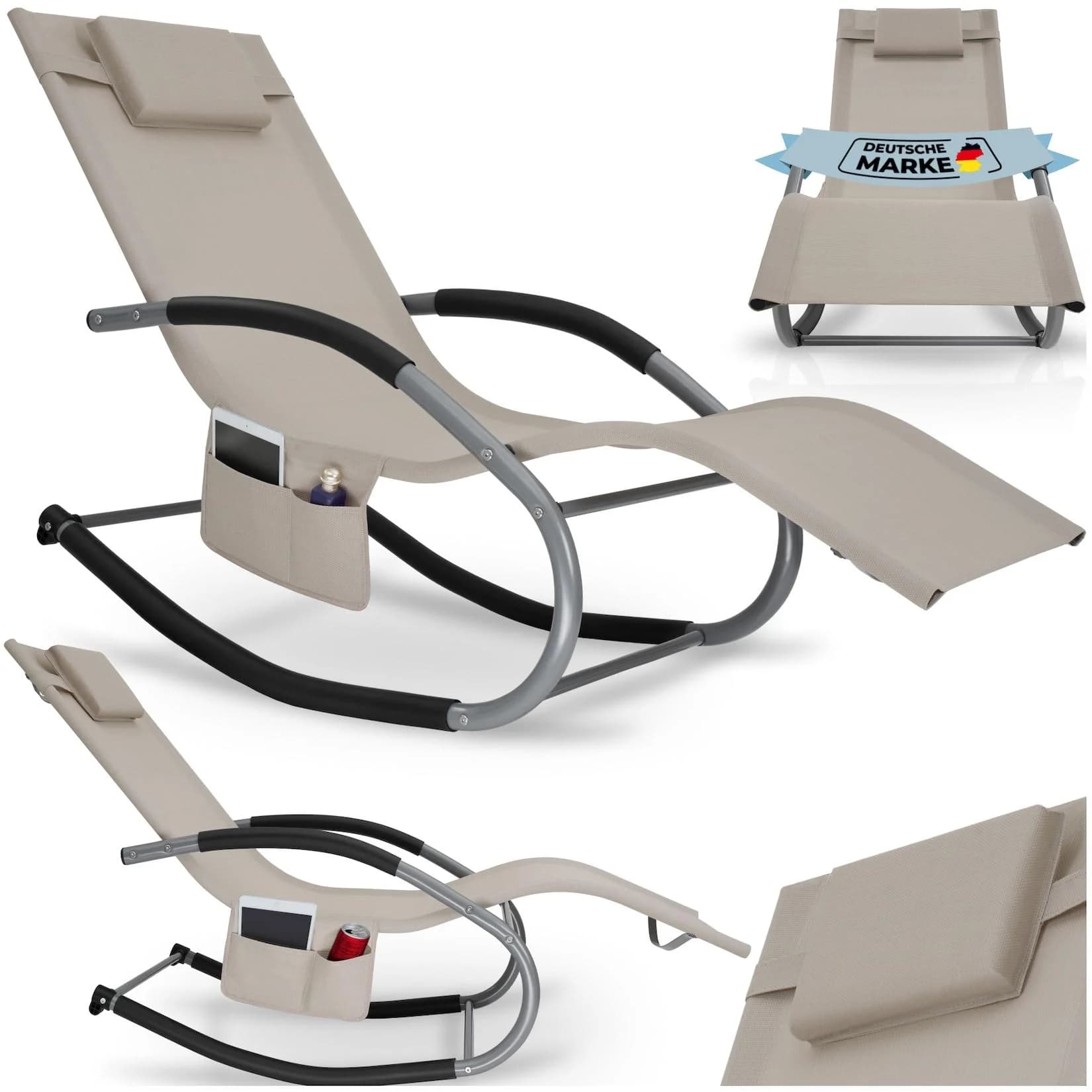 tectake Gartenliege Taya Beige Ergonomisch Mit Tasche