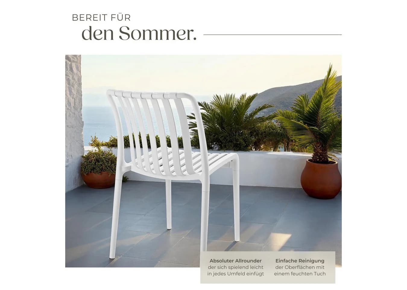 TECTAKE Gartenstuhl Alcudia 6-tlg. Beige Stapelbar - Bild 5