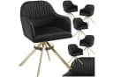 TECTAKE Samt-Drehstuhl 6er Set Schwarz/Gold mit 360° Drehfunktion Bild 2