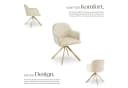 TECTAKE Samt-Drehstuhl Lona 6er Set Creme/Gold Gepolstert Bild 3