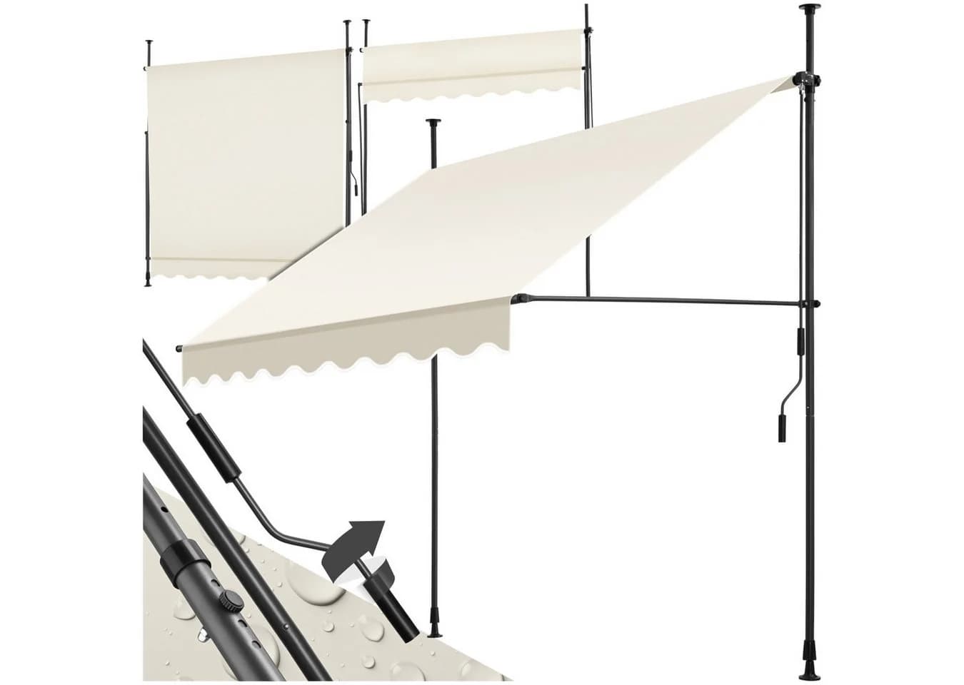 tectake Klemm-Senkrechtmarkise Beige mit Handkurbel - Bild 2
