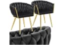 tectake Esszimmerstuhl Astano 2er Set Schwarz/Gold Samt Bild 2