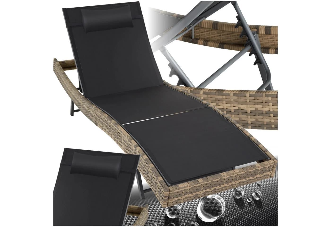 tectake Gartenliege Moana Natur Rattan mit Kopfkissen - Bild 2