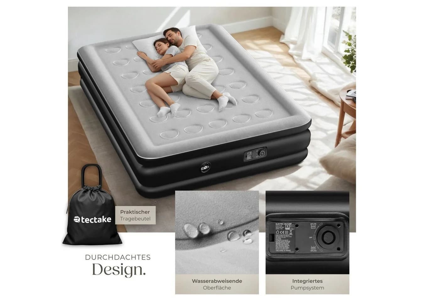 tectake Luftbett Aufblasbare Matratze AirDreams mit Elektropumpe - Bild 3