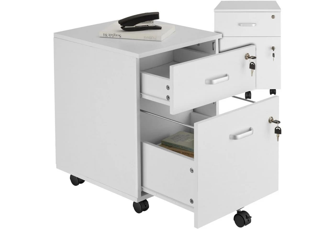 tectake Rollcontainer Vagur 2 Schubladen Weiß A4 - Bild 2
