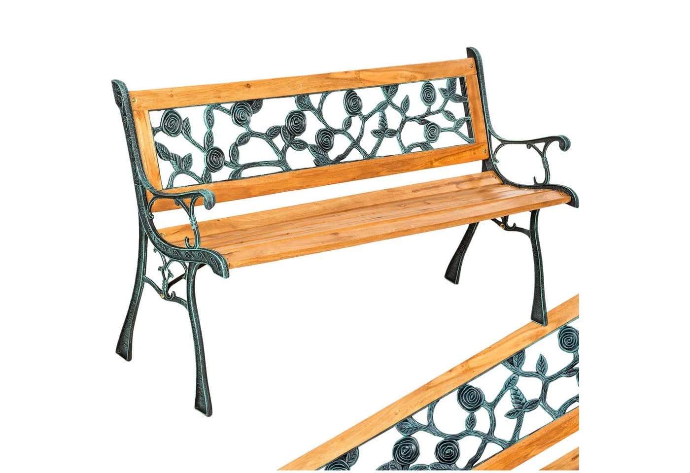 tectake Gartenbank Marina 2-Sitzer Holz Gusseisen - Bild 2